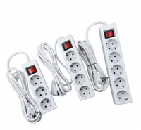Multiprise Européenne 16A Multifonctionnelle avec Câble en Cuivre de 3M, Protection Contre les Surcharges, Accessoire de Bureau ou Mural