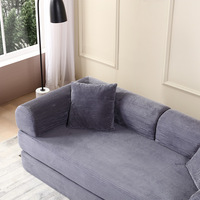Sofá Cama Plegable en Forma de L, Moderno, con Asientos Profundos, Relleno de Esponja de Látex de Alta Densidad, Diseño Minimalista, No Requiere Ensamblaje