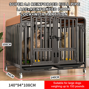 Cage à chien de grande taille en acier inoxydable noir de haute résistance, avec roues, pour l'extérieur, en gros, Strosen - Product Image 5