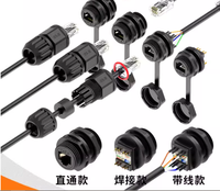 Connecteur RJ45 étanche IP67 GIET Rg45 Rj45 avec deux caches anti-poussière, prise pour montage sur panneau, câble réseau