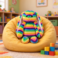 Peluche personnalisée Lapin Arc-en-ciel, Jouet en peluche doux, Lapin aux longues oreilles, Vente en gros, Fabricant de jouets en peluche personnalisés, Cadeaux pour enfants