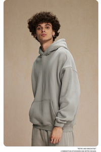 Sudaderas con capucha y sudaderas con bolsillo para otoño de alta calidad personalizadas Unisex 350 Gsm de tela polar sólida de talla grande - Product Image 2