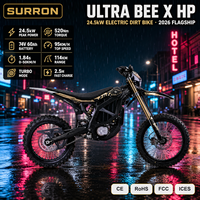 Moto électrique tout-terrain 2026 Surron Ultra Bee 24,5 kW 520 Nm 92 kg 74 V 60 Ah Autonomie 115 km Suspension 240 mm Garde au sol 318 mm Adulte Tout-terrain