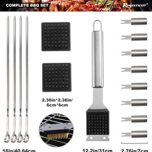 Cadeaux pour oncles et neveux : Kit d'accessoires de barbecue robustes pour jardin, ustensiles de cuisson en acier inoxydable épais avec poignées - Product Image 4