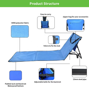 Alfombra de Playa Plegable Personalizable <span class=keywords><strong>con</strong></span> Logotipo a Color, Precio al por Mayor, Ligera, Portátil, <span class=keywords><strong>Respaldo</strong></span> Ajustable, Impermeable, para <span class=keywords><strong>Camping</strong></span> - Product Image 4