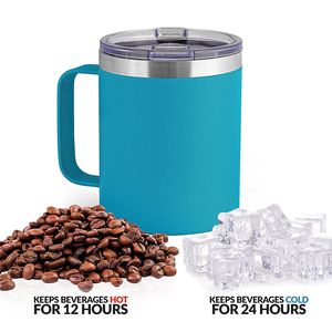 14oz Stainless Steel Classic <b>Coffee</b> Mugs Minimalist Travel Tumblers Handle Lid 6-12 Hours Thermal Insulation Eco-Friendly - Product Image 4