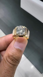 Anillo de Sello con Diamante Cultivado en Laboratorio de 3CT, Oro Amarillo de 14K, Anillo de Hombre, Joyería Fina de Lujo, Regalo - Product Image 4