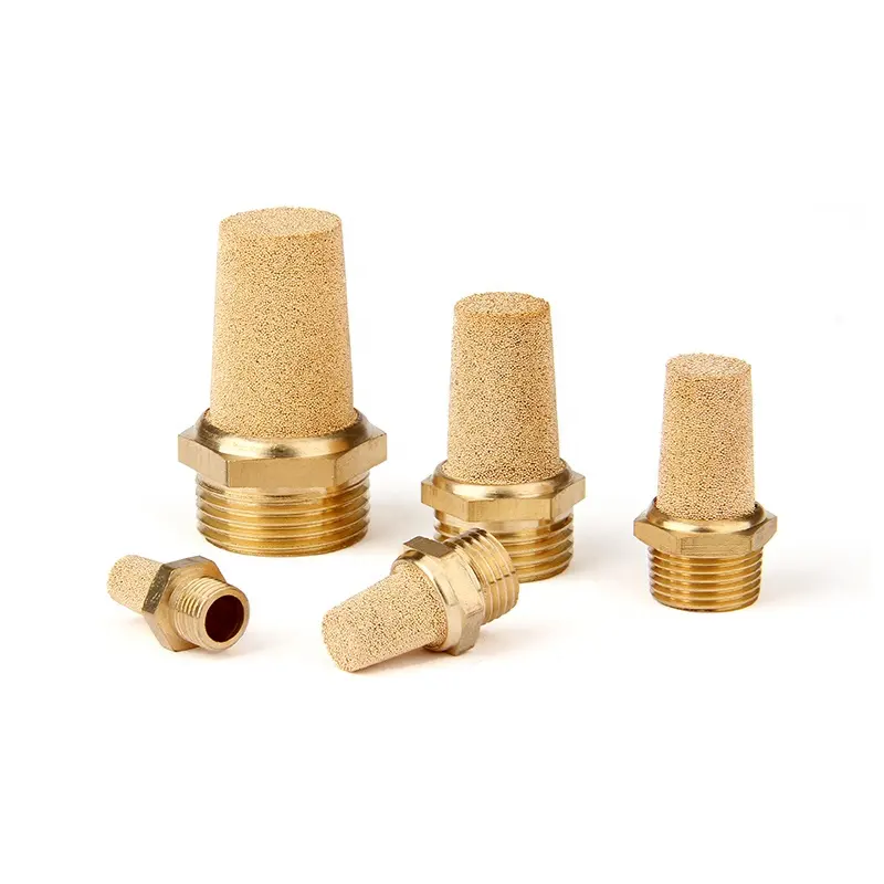 Đông quan nhà máy tùy chỉnh tại chỗ bán buôn Brass Bên ngoài dây tip Muffler solenoid van Muffler Đồng van muffler