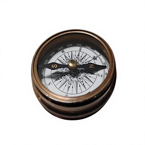 Brújula de Bronce Vintage, Herramienta de Navegación de Metal con Estuche de Madera para Acampar, Hacer Senderismo, Regalo - Product Image 2
