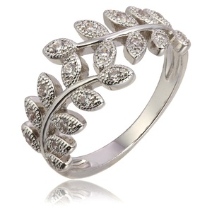 Personalizado anillos de moda de mujer 2023 diseño de la hoja 3A + Zircon de Plata de Ley 925 anillos de joyería - Product Image 1