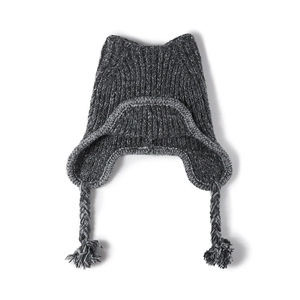 Bonnet d'hiver pour femme en tricot avec oreilles de chat, mélange de laine, pompon et liens tressés, doux, chaud, couleur unie, pour temps <span class=keywords><strong>froid</strong></span> - Product Image 1