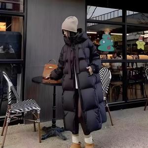 2024 Winter New Korean Style Loose Medium <strong>Length</strong> <strong>Knee</strong> Hooded Thickened Casual <strong>Waterproof</strong> Zipper Women's Fashion Down <strong>Coats</strong> - Product Image 5