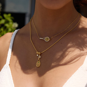 Collier pendentif en acier inoxydable avec zircon et serti pavé, design géométrique, bijoux de fête pour femme - Product Image 3