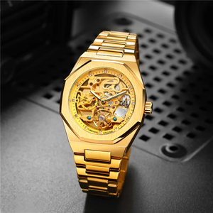 Montres mécaniques <span class=keywords><strong>Forsining</strong></span> 375A, design classique pour hommes d'affaires, montres de luxe haut de gamme, entièrement automatiques, à cadran ajouré. - Product Image 3