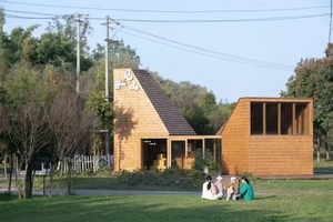 Biblioteca della comunità in legno con tetto Multi-timpano e vetro-legno Design centro culturale casa per uso comunitario - Product Image 3