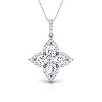 Vente en gros de jolis colliers de fleurs en zircon cubique 5A pour femmes et couples, en argent Sterling, à quatre feuilles