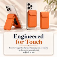 Dompet Magnetik Penahan Kartu Ponsel Kulit PU dengan MagSafe, Tempat Kartu Tipis dengan Penyangga untuk iPhone