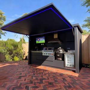 מותאם אישית שחור ss304 נירוסטה מטבח חיצוני לשפוך מטבח חיצוני באיכות גבוהה עם מקרר bbq pod גריל לפטיו - Product Image 1