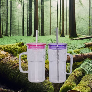 Wholesale 600ml BPA Free Eco-Friendly <b>Plastic</b> Tumbler with Lid and <b>Straw</b> <b>Drinking</b> Jar with Handle for Back to School - Product Image 3