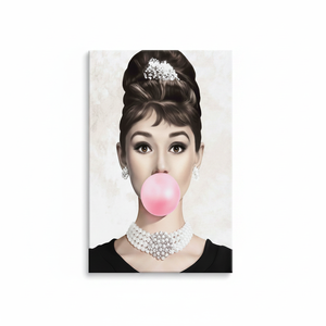 ผ้าใบพิมพ์ลายออเดรย์เฮปเบิร์นสีชมพูศิลปะติดผนังพิมพ์ลายหมากฝรั่ง - Product Image 2