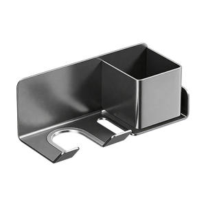 Support mural pour sèche-cheveux, support de rangement rectangulaire pour salle de bain, conception en métal durable, blanc ivoire - Product Image 1