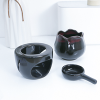 Brûleur d'huile essentielle, à base de cire, avec cuillère, bougie chauffante, diffuseur d'huile en céramique, aromathérapie