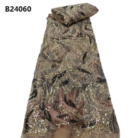 Tissu en dentelle brodée CHOCOO à prix de gros pour femmes, tissu en dentelle africaine OEM gris à sequins