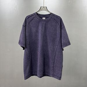 Pure Cotton Oversized Vintage Frosted Snowflake Distressed <b>Patchwork</b> Fringed Printed Short Sleeve T-<b>shirt</b> - Product Image 3