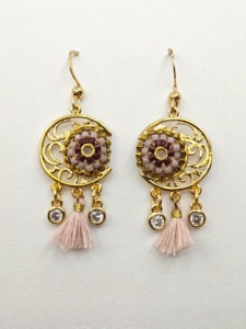 Exquises boucles d'oreilles pendantes en perles de riz Miyuki tissées à la main, plaquées or 18 carats, creuses, personnalisables - Product Image 6