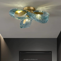 Luminaire moderne en verre bleu, design floral créatif, pour chambre à coucher, salle à manger, salon