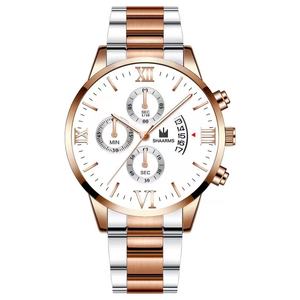 Montre à Quartz Cadran <span class=keywords><strong>Rome</strong></span> pour Hommes, Date Or, 2 Pièces, Montres de Luxe en Acier Inoxydable et Bracelet - Product Image 6