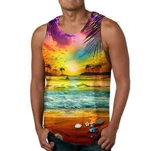 Camiseta sin Mangas para Hombre, Diseño Único, Tejida, 100% Algodón, Transpirable, Ecológica, de Secado Rápido, Cuello en V, Holgada, Cómoda, Color Sólido - Product Image 3