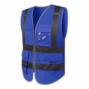 Offres Spéciales Logo personnalisé gilet de sécurité réfléchissant fermeture éclair haute visibilité multi-poches vêtements de sécurité routière ANSI classe 1 EN 20471 - Product Image 4