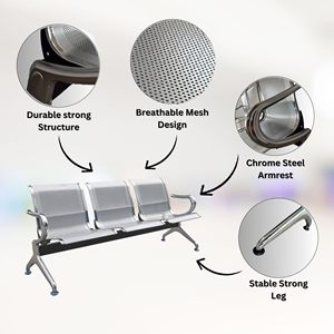 Sillas de Espera para Aeropuerto de Estilo Popular a Precio de Fábrica, Silla de Sala de Espera de 3 Plazas - Product Image 3