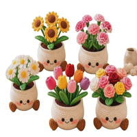 Plantes en pot réalistes tissées à la main en fil de laine, fleurs mignonnes, décoration de bureau et de maison, écologiques, lavables, durables, légères, pour intérieur