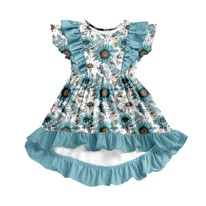 Vestido de Niña con Mangas con Volantes de Tela de Seda, Vestido Infantil con Estampado Personalizado - Product Image 4