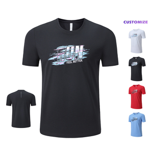 เสื้อผ้ากีฬาผู้ชาย พิมพ์โลโก้ได้ ผลิตจากโพลีเอสเตอร์และสแปนเด็กซ์ เสื้อฟิตเนส เสื้อยืดออกกำลังกาย แห้งเร็ว เสื้อผ้าสำหรับออกกำลังกายในยิม - Product Image 5
