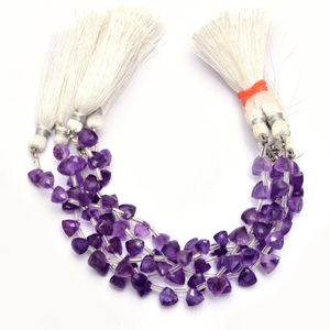 Pierre précieuse d'améthyste naturelle 7mm à facettes trillion de perles de briolette améthyste pierre précieuse semi-précieuse perles de briolette en vrac pour bijoux - Product Image 6