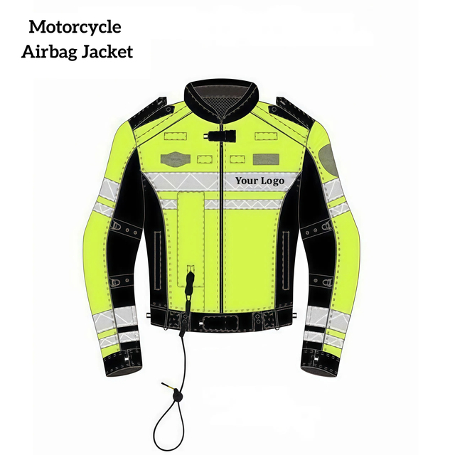 Mens High Visibility CE Armor Airbag Jacket Windproof Textile Riding Workwear Sports Biker Uniform All Season