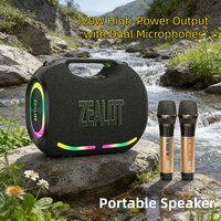 Speaker Portabel ZEALOT ZE01 dengan 2 Mic Nirkabel, Speaker Outdoor Nirkabel 120W, Baterai Isi Ulang 24000mAh, Tahan Air IPX6