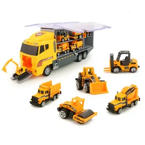 Grosir mainan truk excavator-Grosir Model Diecast Mainan Mobil Mewarnai, Mainan Teknik, Kit Mainan Truk Model Plastik Pompa Sampah Dump Beton Penggali