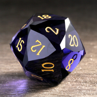Lot de dés en verre taillés au diamant D20 de 21 mm pour jeux de rôle Dungeons & Dragons (20 faces)