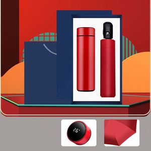 Coffrets cadeaux promotionnels personnalisés IStapromo avec logo, publicité, meilleures ventes 2020, ensemble cadeau 2 en 1 : tasse isotherme et parapluie pour le bureau - Product Image 5