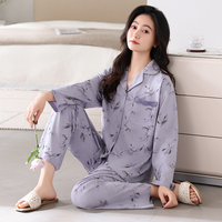 2024 nouveau Design femmes coton pyjama ensemble doux longue chemise de nuit vêtements de nuit, mignon PJ ensembles de fournisseur d'usine pour le printemps automne