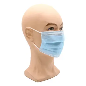 Geniş elastik ip tek kullanımlık 3 kat mavi koruyucu yüz maskesi yüz maskesi yetişkin koruyucu yüz maskesi