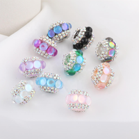 Perles de luxe en cristal opale bleu, perles intercalaires en strass AB, monture argentée, fournitures de perles en vrac pour bijoux DIY, vente en gros