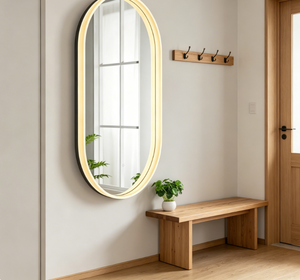 Modern LED Bathroom <b>Mirror</b> Oval Framed Illuminated <b>Vanity</b> <b>Mirror</b> Wall Mounted for Hotel Home - Product Image 2