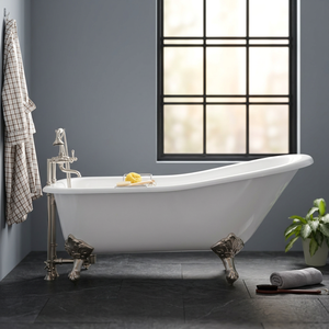 Bañera independiente con patas de león, blanca, decorativa, para baño - Product Image 3