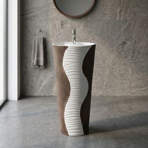 Modern White Square Designer Ceramic Pedestal Wash Basin Sink Set for Mall Villa Use Vistaar Brand - Product Image 2
