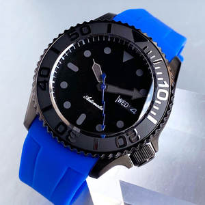 นาฬิกา Tandorio รุ่นใหม่ 41 มม. แบบ Mod <span class=keywords><strong>SKX</strong></span> สำหรับผู้ชาย ตัวเรือนเคลือบ PVD สีดำ กลไก NH36A แฟชั่น กันน้ำลึก 20ATM นาฬิกาจักรกล สายยางสีน้ำเงิน - Product Image 1